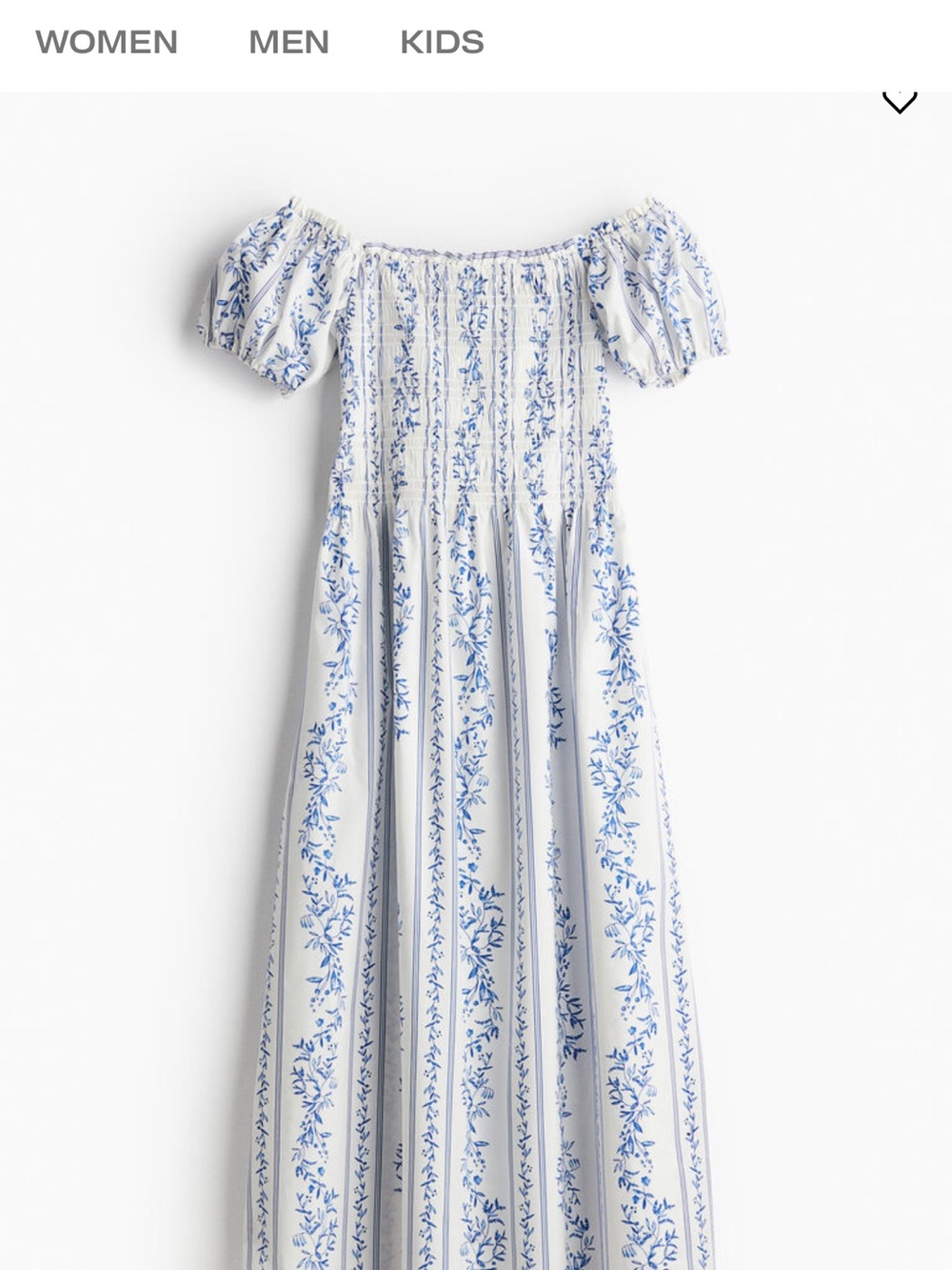 H&M OFF-THE-SHOULDER POPLIN DRESS Blue Floral - Picture 3 of 6